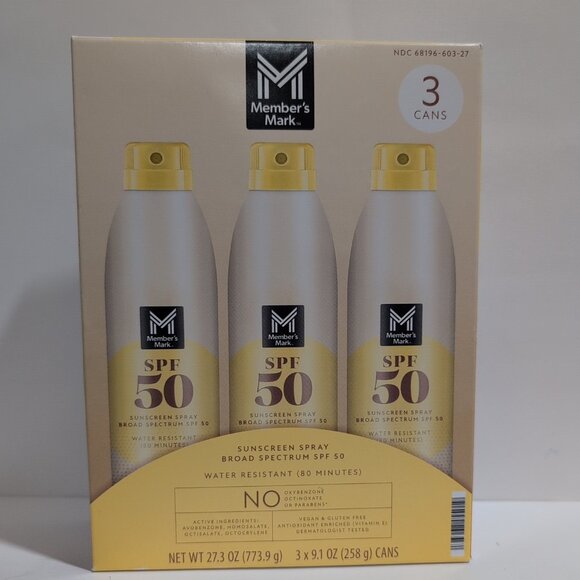 Member's Mark Other - NWT Member's Mark Sunscreen Spray, SPF 50, 9.1 oz., 3 pk. Exp:03/2027+ (3 Cans)